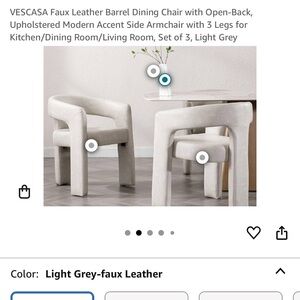 Light Grey Faux Leather Barrel Dining Chair Set